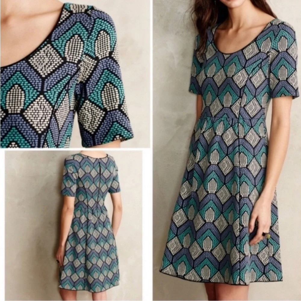 Anthropologie HD In Paris Hollyhock Fit and Flare Dress with Pockets, Size M - Picture 14 of 16